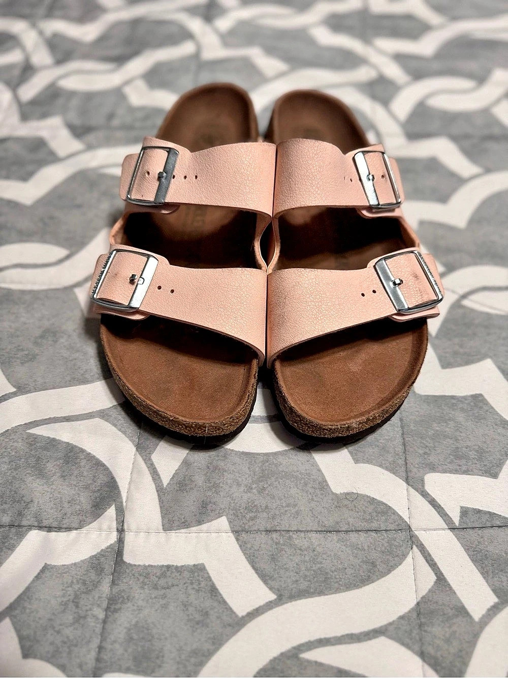 Birkenstock Arizona Vegan Birko-Flor leather Sandals, Pink, size L9 M7  EU 40